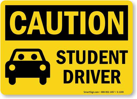 Caution Student Driver Printable